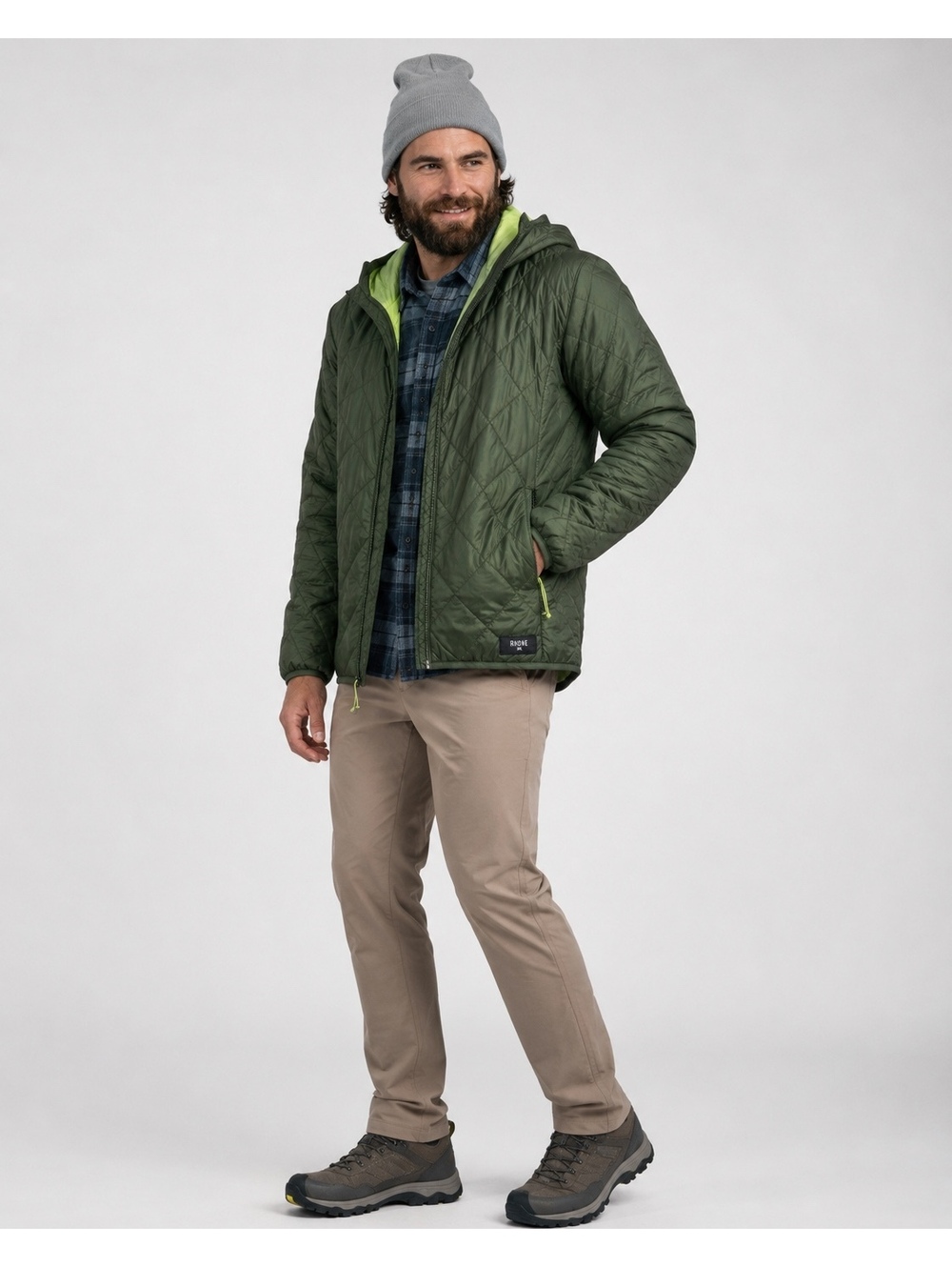 Rhone Tundra Quilted Hooded Jacket Camping Green Men’s M PrimaLoft